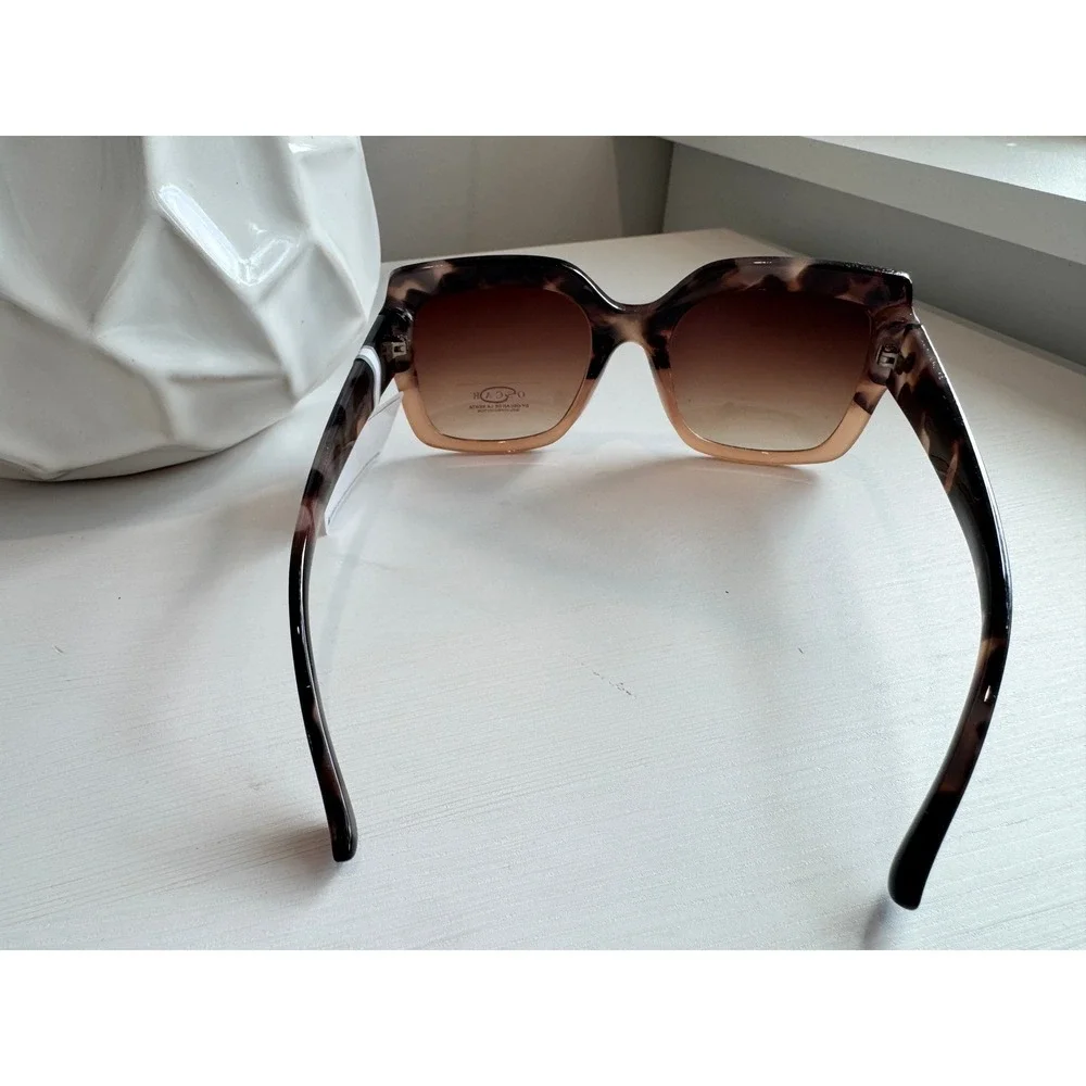 Oscar de la Renta Womens Square Ombre Tortoise Peach Sunglasses UV Protection